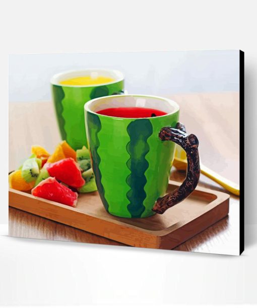 Coffee Cup Fruits Watermelon Paint By Number