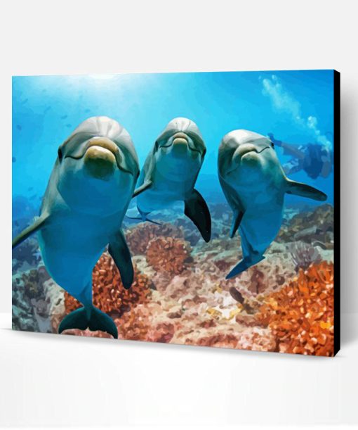 Cute Dolphins In The Ocean Paint By Number