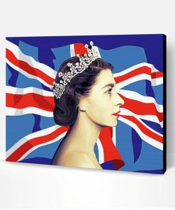 Queen Elizabeth II With British Flag Paint By Number