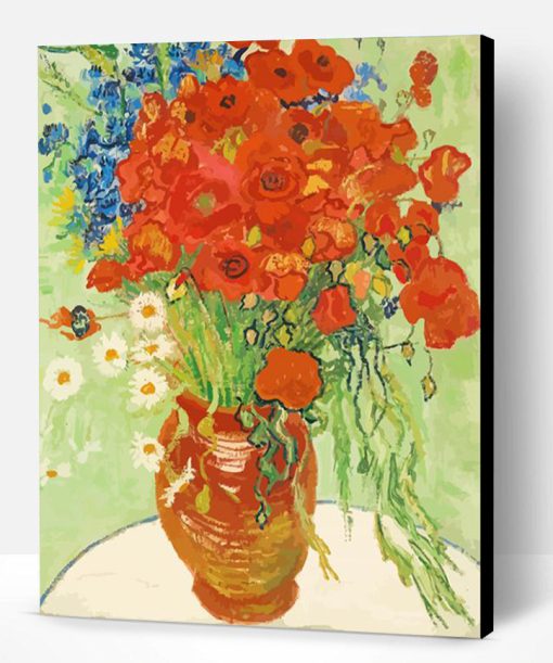 Vase With Cornflowers And Poppies Paint By Number