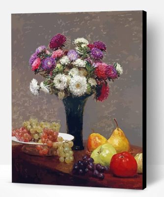 Asters And Fruit On A Table Henri Fantin Latour Paint By Number