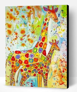 Colorful Giraffe And Baby Art Paint By Number