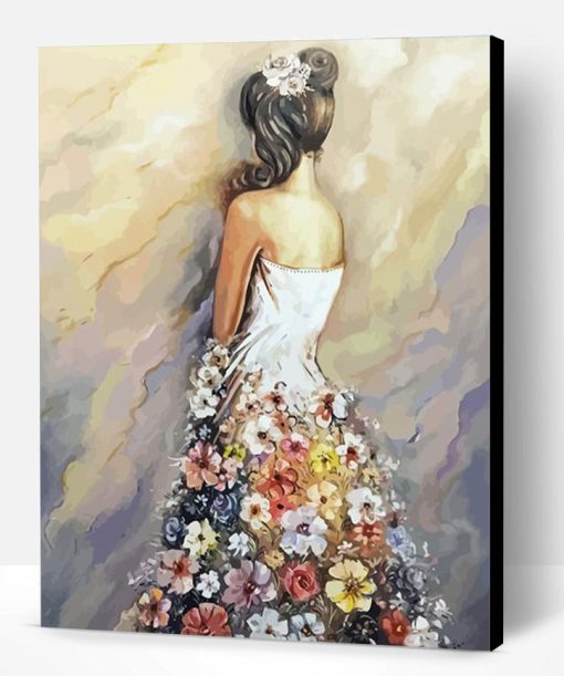 Lady With Long Flower Dress Paint By Number