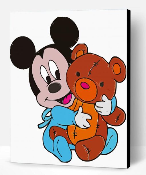 Mickey Mouse And His Teddy Bear Paint By Number