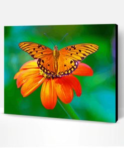 Orange Flower With Butterfly Paint By Number