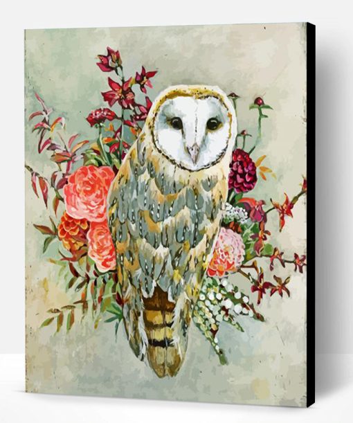 Owl With Flowers Paint By Number