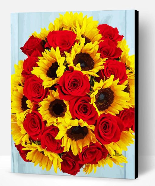 Roses And Sunflower Paint By Number