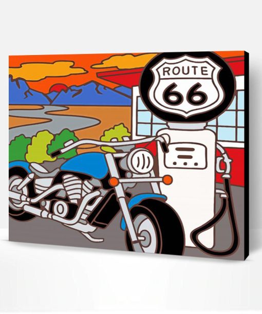 Route 66 Motorcycle Art Paint By Number