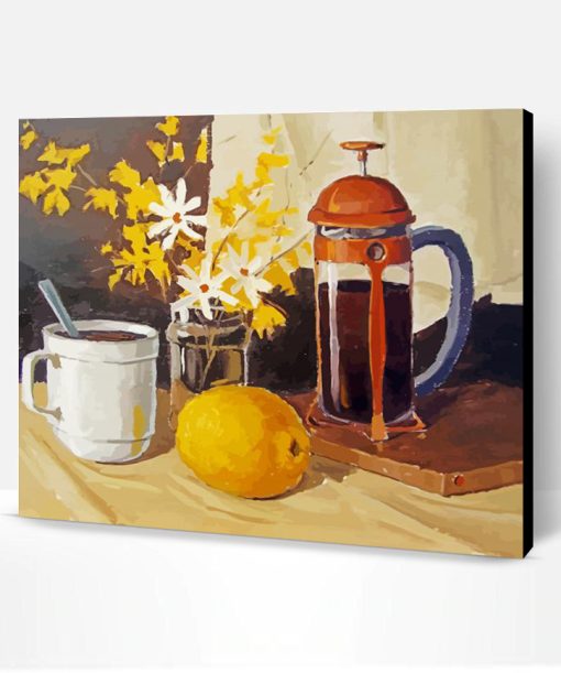 Still Life French Press And Lemon Paint By Number