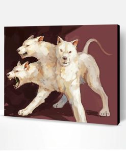 White Three Headed Dog Paint By Number