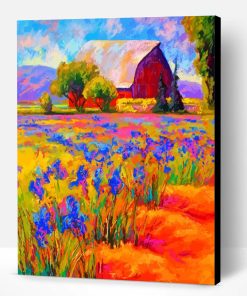 Abstract Iris Field And Barn Paint By Number