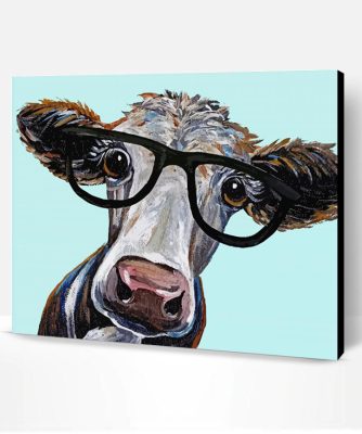 Aesthetic Cow Wearing Glasses Paint By Number