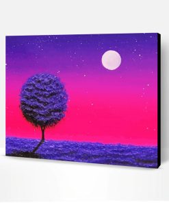 Aesthetic Purple Tree Illustration Paint By Number