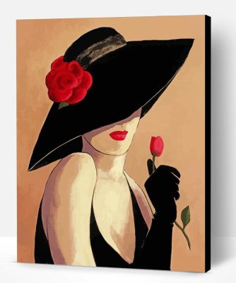 Aesthetic Lady In Flirty Hat Paint By Number