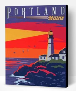 Aesthetic Maine Poster Illustration Paint By Number