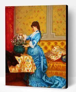 Aesthetic Woman With Blue Dress Art Paint By Number