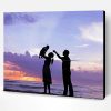 Cute Family Beach Silhouette Paint By Number
