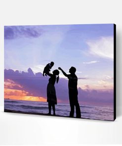 Cute Family Beach Silhouette Paint By Number