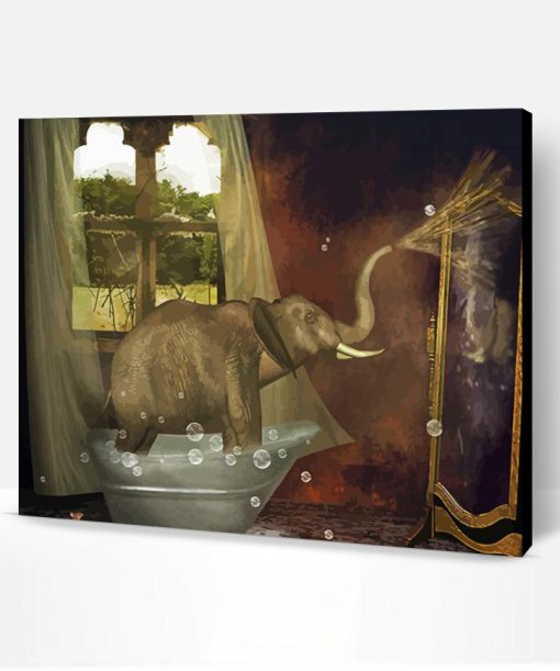 Elephant In Bathroom Enjoying His Time Paint By Number