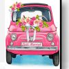 Pink Vintage Flower Car Paint By Number