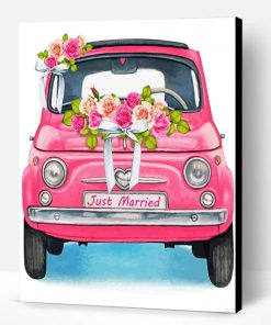 Pink Vintage Flower Car Paint By Number