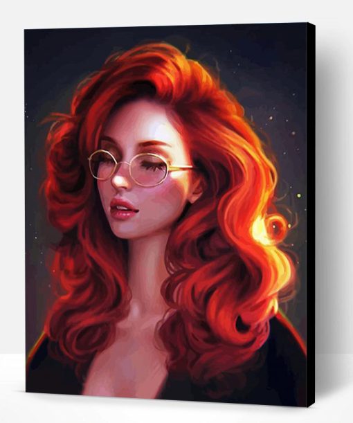 Red Head Girl With Glasses Paint By Number