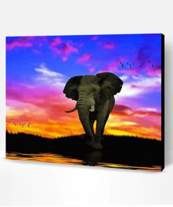 Tropical Elephant Sunset Paint By Number