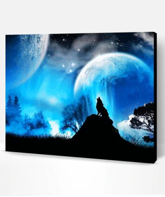 Howling Wolf Full Moon Blue Sky Paint By Number