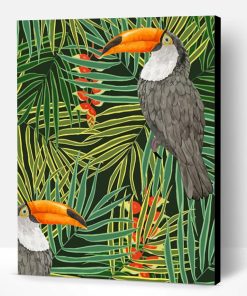 Abstract Tropical Birds Paint By Number