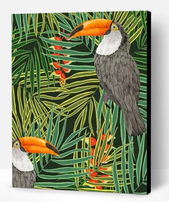 Abstract Tropical Birds Paint By Number