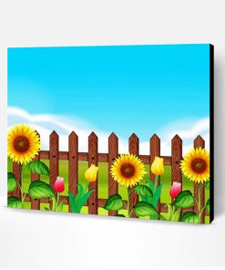 Aesthetic Fence And Flowers Paint By Number