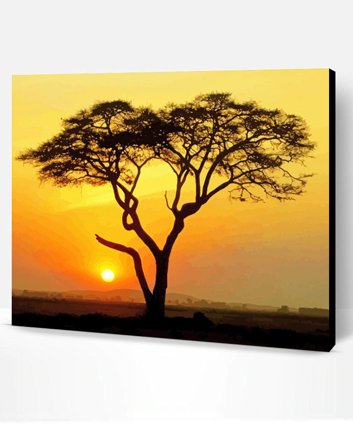 African Tree Silhouette - Paint By Numbers - Paint By Numbers PRO