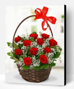 Basket Of Red Roses Paint By Number