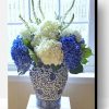 Blue And White Flowers In Vase Paint By Number