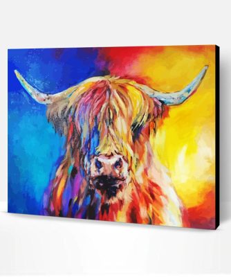 Colorful Highland Cow Art Paint By Number