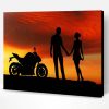 Couple Bikers Silhouette With Sunset Paint By Number