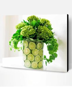 Green Flowers In Vase Paint By Number