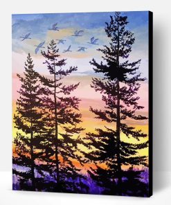 Oregon Trees At Sunset Paint By Number