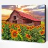 Sunflowers And Old Barn Paint By Number
