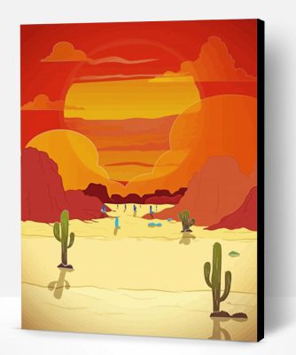 Western Mountain Landscape Illustration Paint By Number