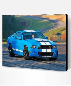 White And Blue Mustang Sport Car Paint By Number