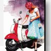 Woman And Lambretta Scooter Paint By Number