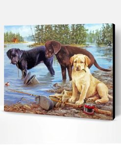 Adorable Puppies Fishing Paint By Number