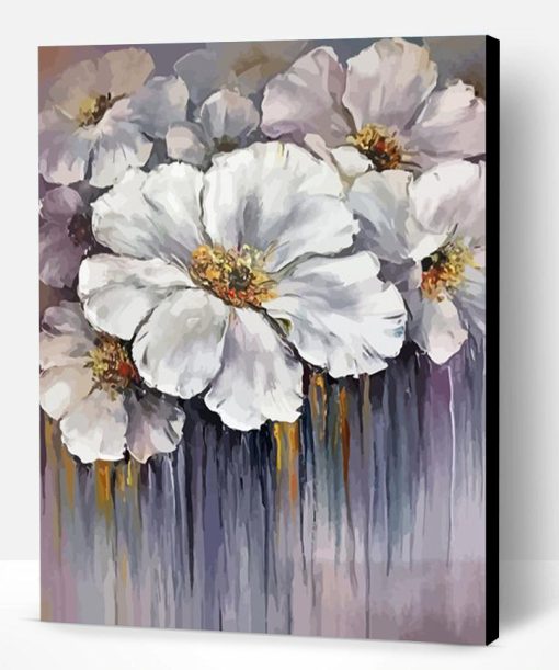 Aesthetic White Abstract Flowers Paint By Number