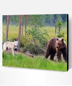 Aesthetic Bear And Wolf Friendship Paint By Number