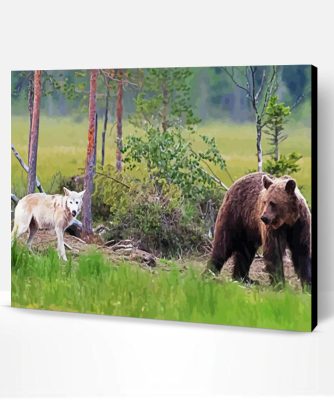 Aesthetic Bear And Wolf Friendship Paint By Number