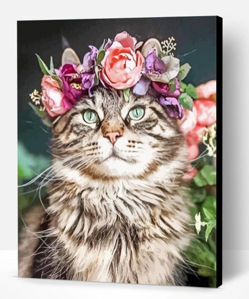 Aesthetic Cat Floral Crown Pet Paint By Number