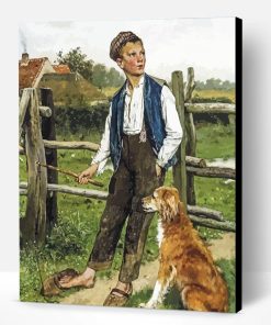 Aesthetic Vintage Boy With Dog Paint By Number