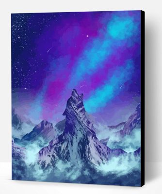 Aurora Wolf Mountain Paint By Number