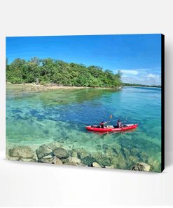 Beach And Canoe Seascape Paint By Number